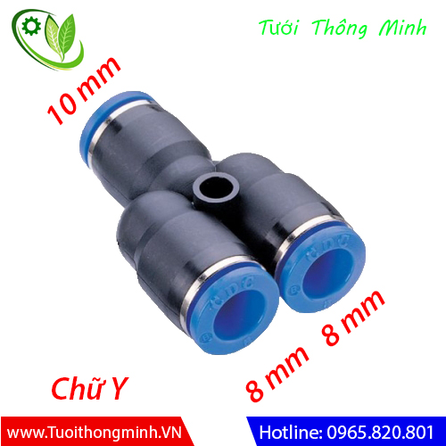 Cút chữ y nối ống 10 ra 8mm