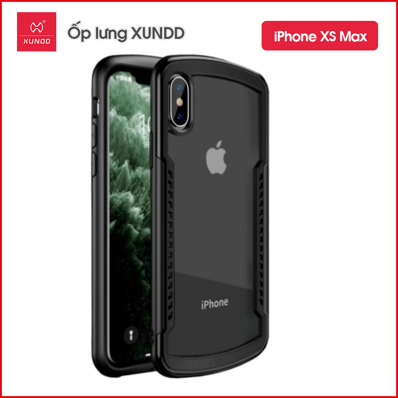 [Giao Hỏa Tốc] Ốp lưng XUNDD iPhone XS Max - Chống shock, Mặt lưng trong, Cạnh tản nhiệt - Alpha Series ( Đen / Xanh )