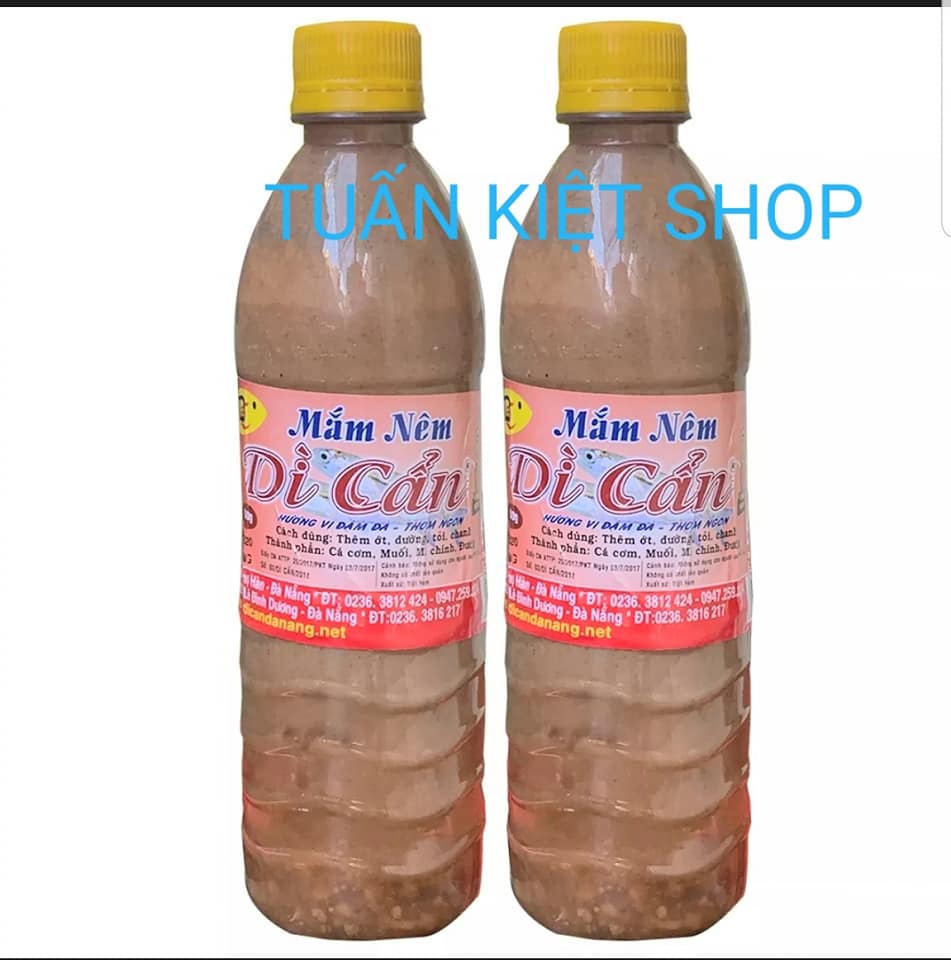 2 Chai Mắm nêm Dì Cẩn đặc sản Đà Nẵng dùng ăn bún mắm nêm bánh tráng cuốn thịt heo chấm rau củ luộc loại chai lớn 500ml