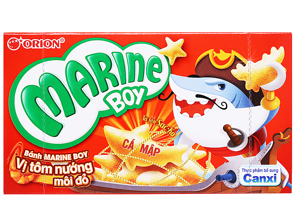 Bánh Marine Boy vị tôm nướng môi đỏ hộp 32g