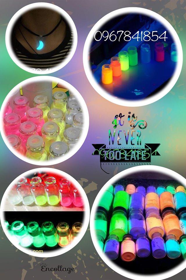 Combo 5 lọ bột dạ quang tặng kèm sơn pha