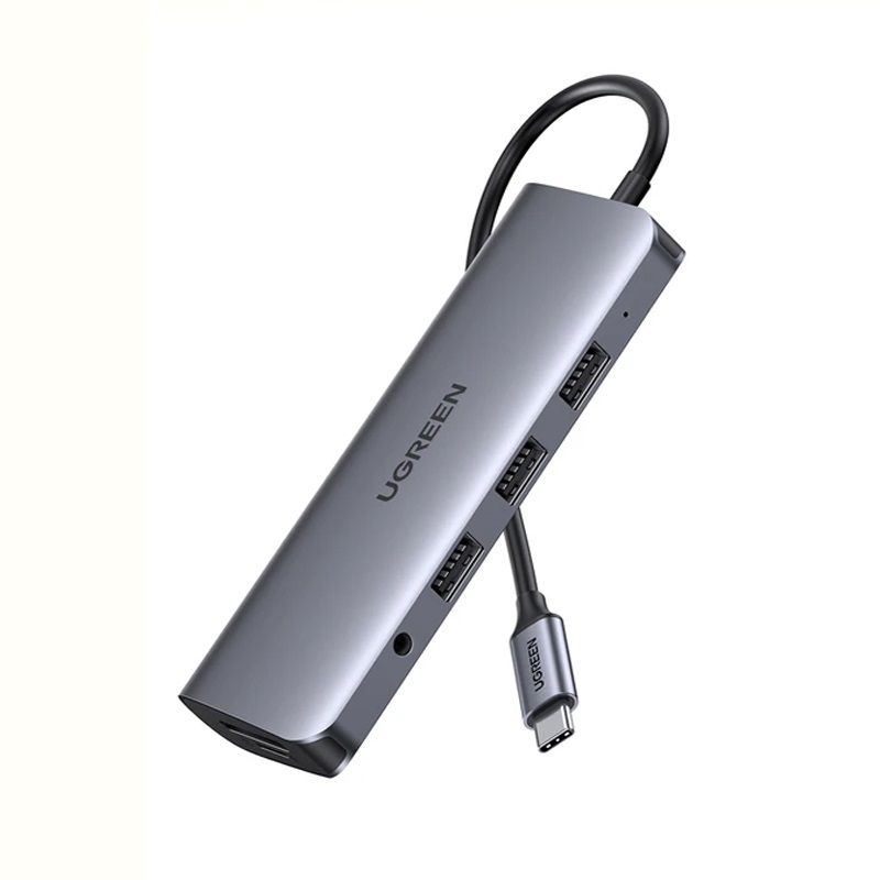 Hub chuyển đổi type c 10 trong 1 tích hợp hdmi, vga, 3.5mm, lan, usb, đọc thẻ, sạc usb c pd - ugreen 80133