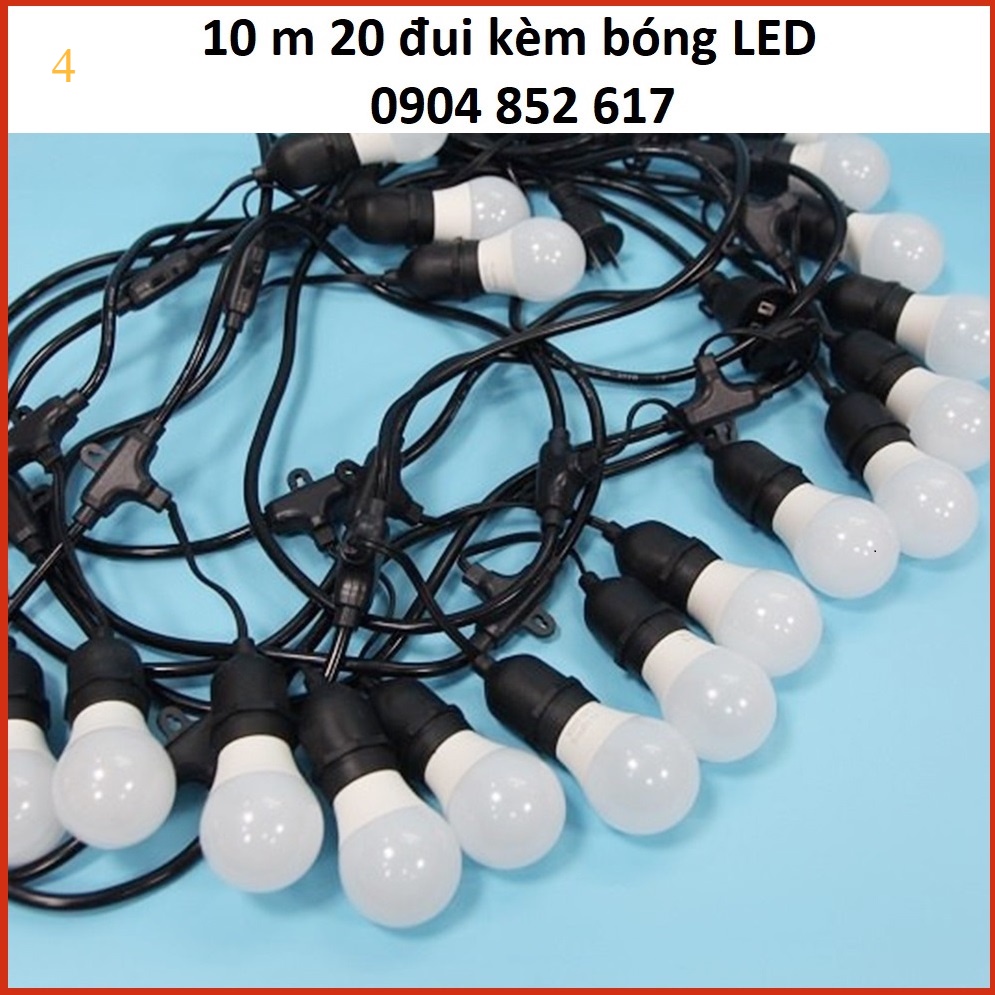 Bộ dây đúc đui đèn trang trí ngoài trời đui E27 - 10m chống nước dây đui