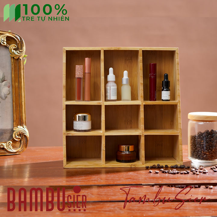 Kệ mỹ phẩm nhiều ngăn để bàn - kệ để đồ trang sức bằng gỗ tre nhiều tầng