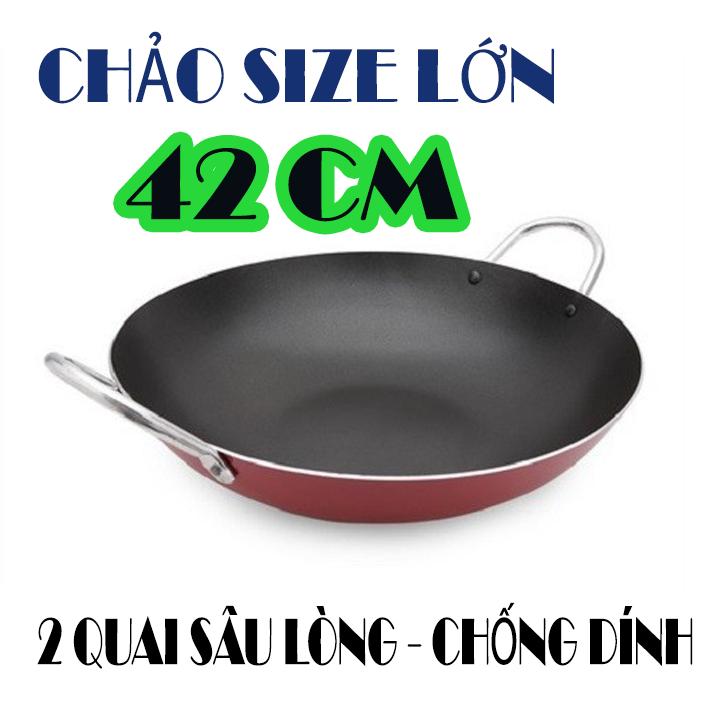 Chảo chống dính 42 CM sâu lòng 2 quai. Chảo chống dính chiên xào cho mọi nhà hàng công ty chảo chống dính sâu lòng hai quai
