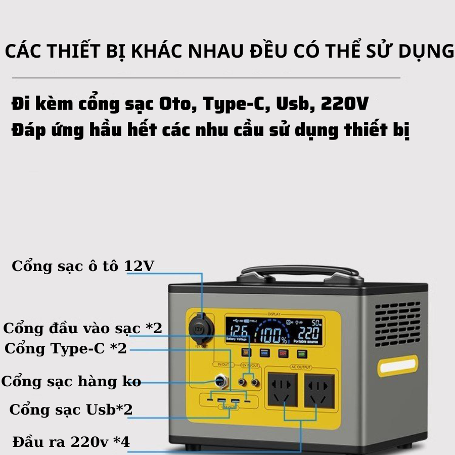 Trạm tích điện dự phòng cao cấp , bộ nguồn đi động đa năng lưu trữ điện công suất lớn dung lượng 360.000mah