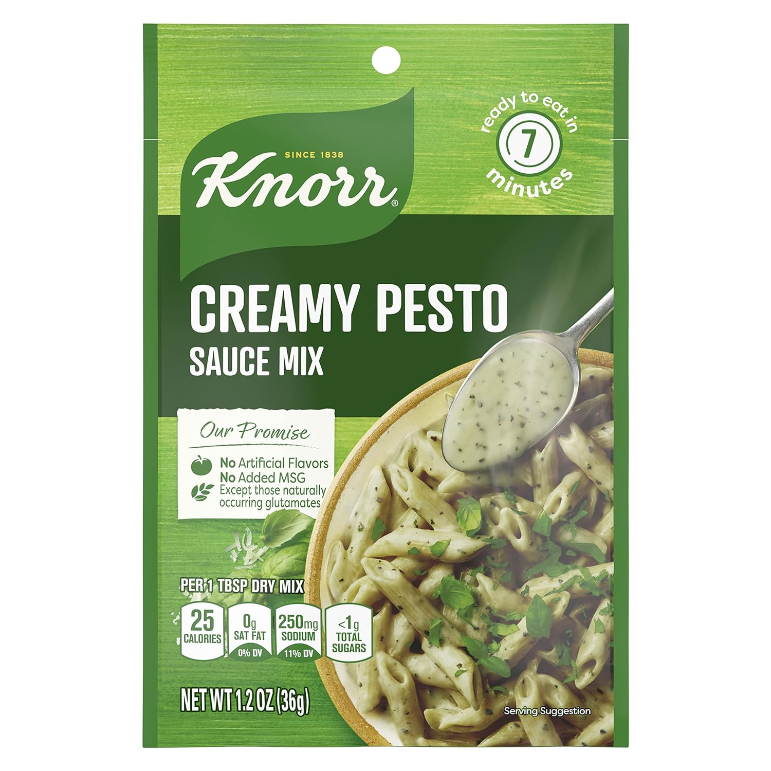 BỘT SỐT PASTA CREAMY PESTO Knorr Sauce Mix, No Artificial Flavors, No Added Msg, KHÔNG BỘT NGỌT, 39g (1.2 oz)