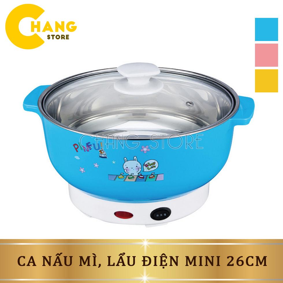 Nồi lẩu điện mini đường kính 26cm inox 304, tiện dụng cho 2-3 người dùng, bếp lẩu gia đình siêu tiện dụng