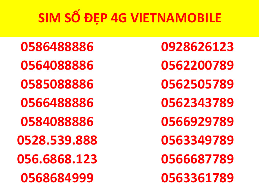 FREESHIP - CHƯA KÍCH HOẠT. Sim Số Đẹp 4G Tam Hoa Tứ Quý Tiến Lên Giá Rẻ - Sim Số Đẹp 999 Vietnamobile - 4Gb/Ngày - 120Gb/Tháng