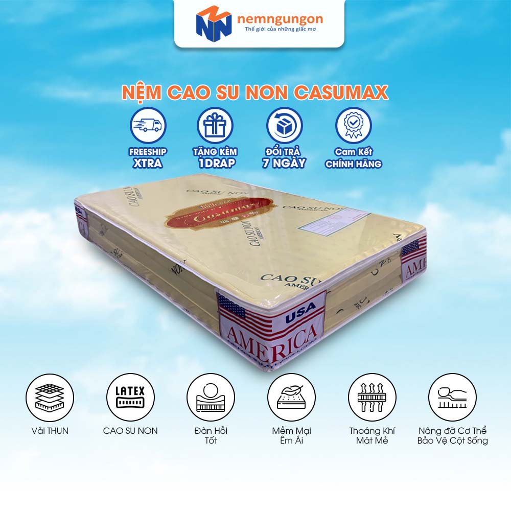 Nệm cao su non Casumax gấp 3 dày 5cm đủ size êm ái gấp gọn tiện lợi bảo hành 10 năm