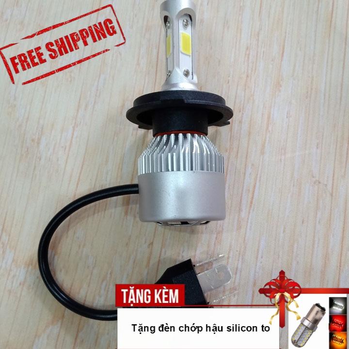 [SHIP 0 ĐỒNG - TẶNG QUÀ HẤP DẪN]  Đèn  pha LED C6 - 3 tim chân H4 gắn ô tô, xe máy siêu sáng cho ánh sáng trắng FS214-H4-TK - TẶNG KÈM ĐÈN CHỚP HẬU SILICON 48 LED