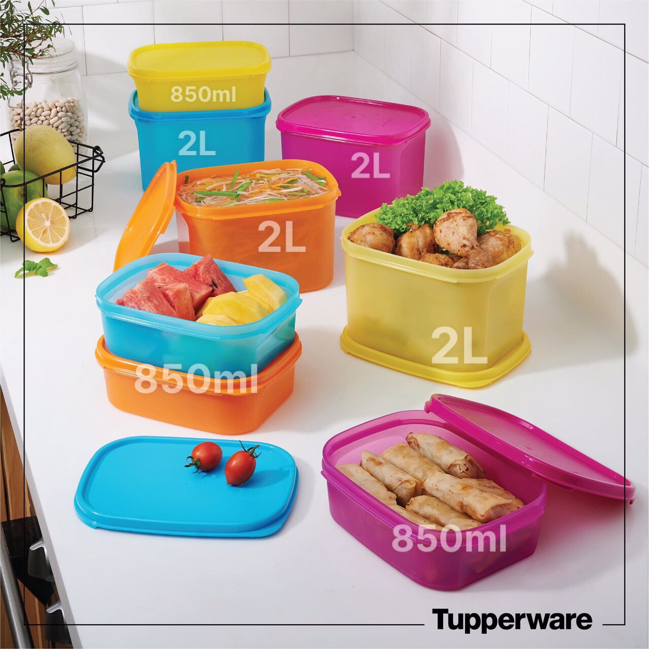 TUPPERWARE OFFICIAL STORE - SET HỘP COLORFUL RECTANGULAR trữ mát và khô Lazada CHÍNH HÃNG 100%