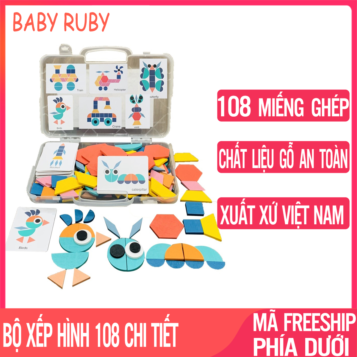 Đồ Chơi Thông Minh Cho Bé 1 Tuổi - Xếp Hình 180 Chi Tiết, Chất Liệu Gỗ An Toàn - giáo cụ montessori, đồ chơi bằng gỗ cho bé, Đồ Chơi Bằng Gỗ Cho Bé, đồ chơi gỗ thông minh cho bé, đồ chơi trí tuệ cho bé, đồ chơi montessori