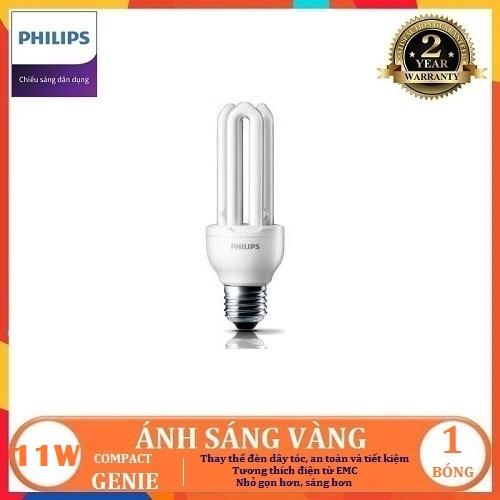 BÓNG ĐÈN HUỲNH QUANG COMPACT PHILIPS GENIE 11W - 14W E27 ( TIẾT KIỆM ĐIỆN NĂNG - TĂNG CƯỜNG ĐỘ SÁNG - 2 MÀU ÁNH SÁNG LỰA CHỌN TRẮNG VÀ VÀNG )
