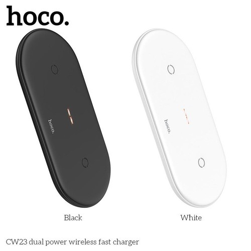 Đế sạc không dây hỗ trợ sạc nhanh 10w 2 in 1 hoco cw23 - bảo hành chính hãng 12 tháng 1 đổi 1