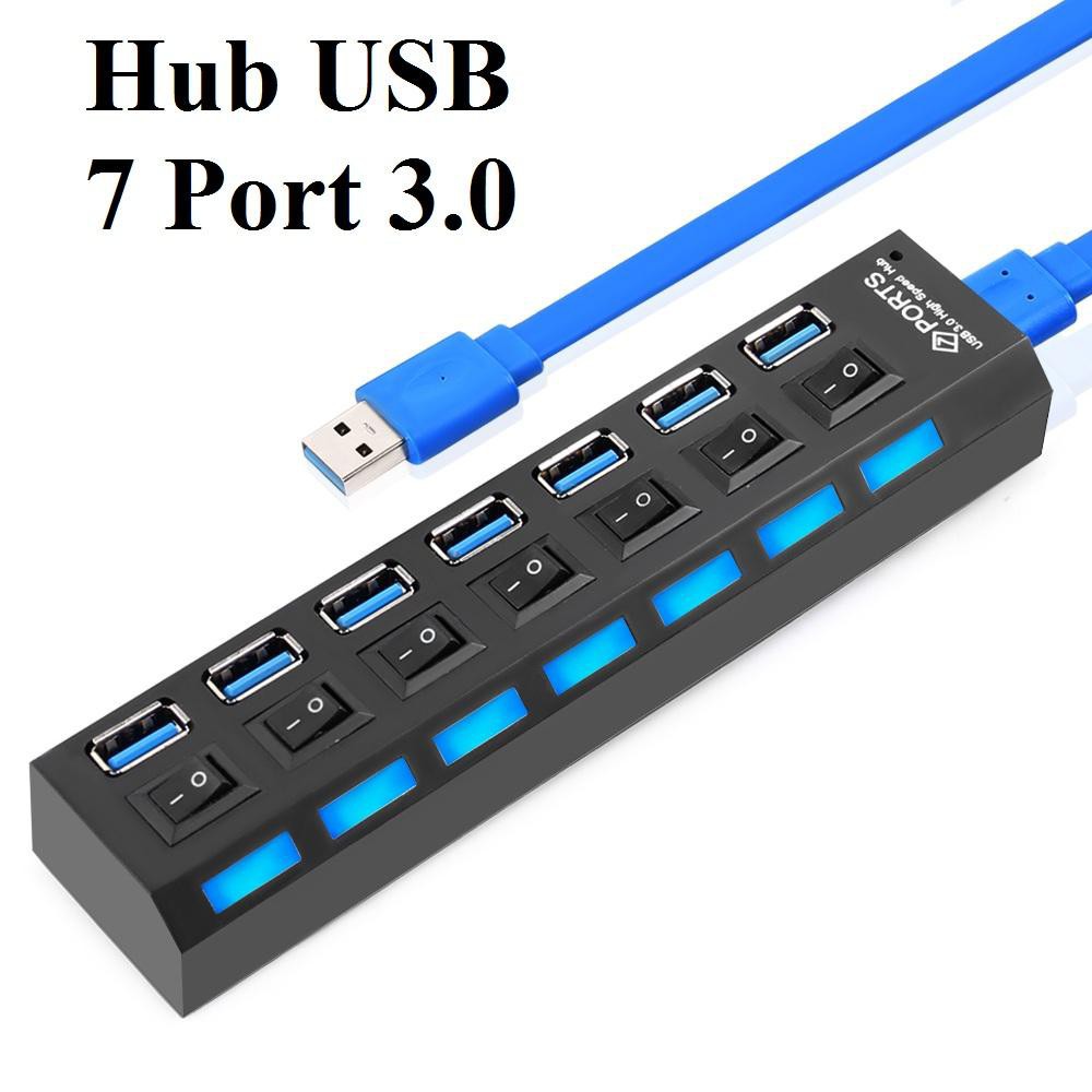 Hub usb 3.0 7 cổng có công tắc | bộ chia usb 3.0 7 cổng có công tắc