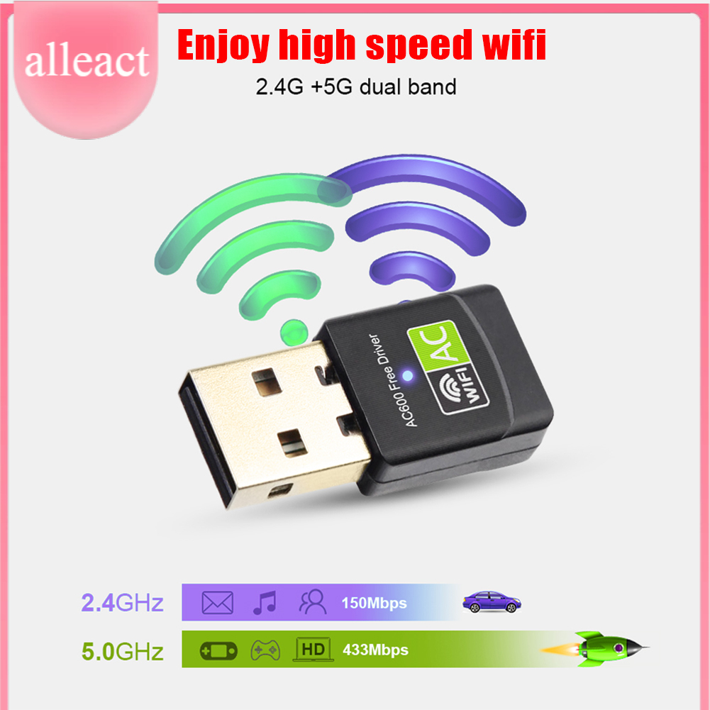Bộ điều hợp USB WiFi Bluetooth Bộ thu không dây 600Mbps băng tần kép 2.4 / 5Ghz USB WiFi Dongle