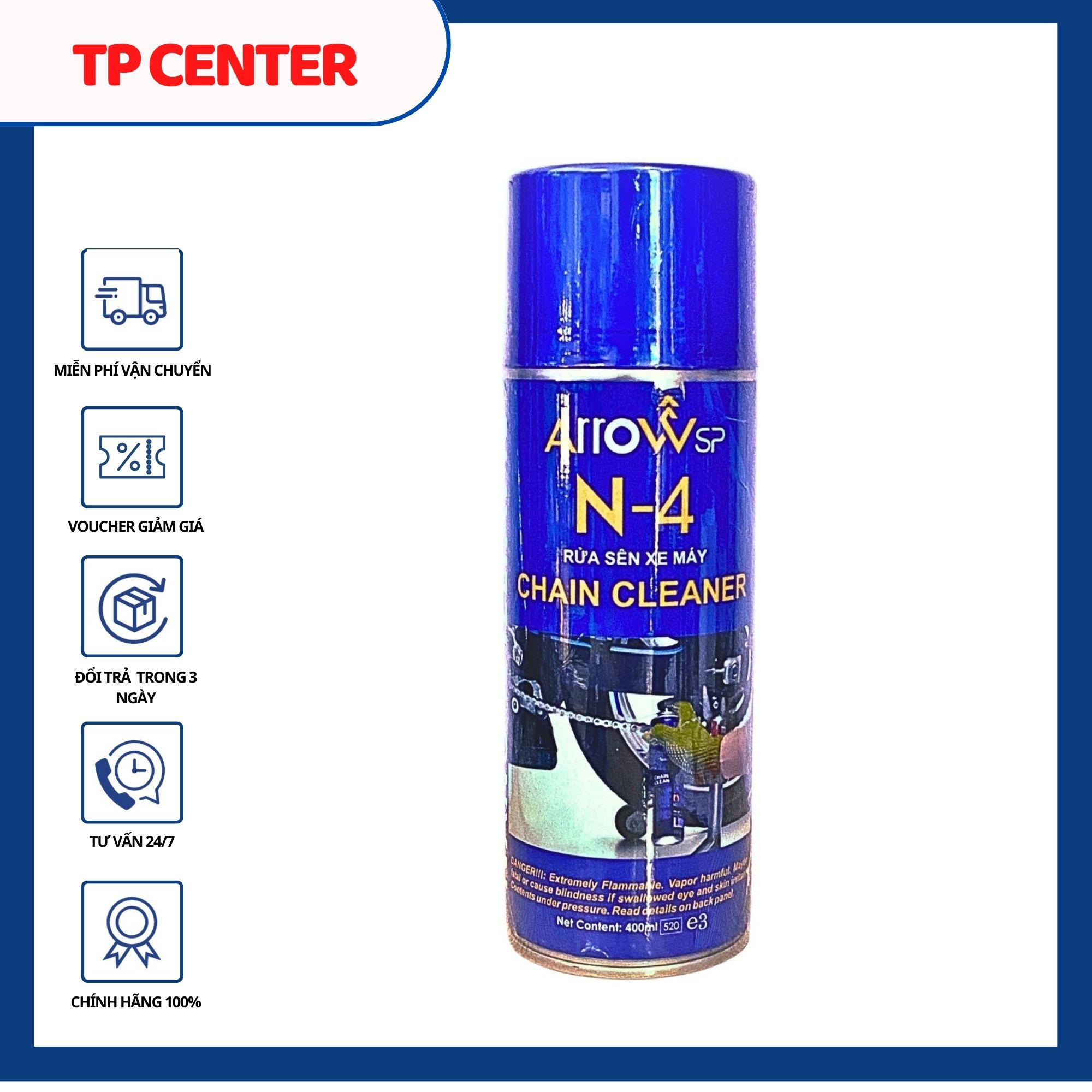 Chai rửa sên xe máy Arrow N-4 Chain Cleaner 400ml