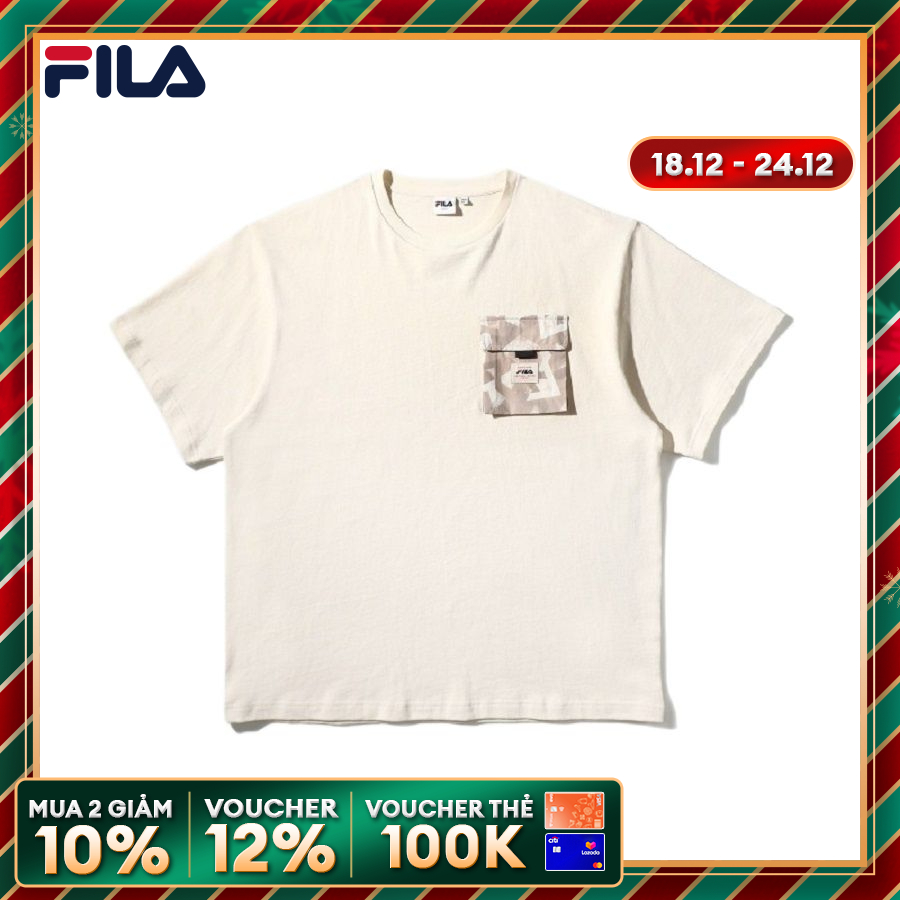 [25-27.12] VOUCHER 12% FILA Áo thun tay ngắn unisex Explore Woven Patch Round - This Is Our Summer FS2RSD2E02X