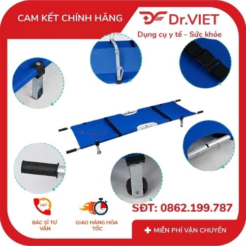 Cáng cứu thương GBM-303 – Thiết bị sơ cấp cứu chuyên dụng, tích hợp bánh xe đẩy, đai an toàn chịu lực cao cho Bệnh viện, Nhà máy & Gia đình có người bệnh