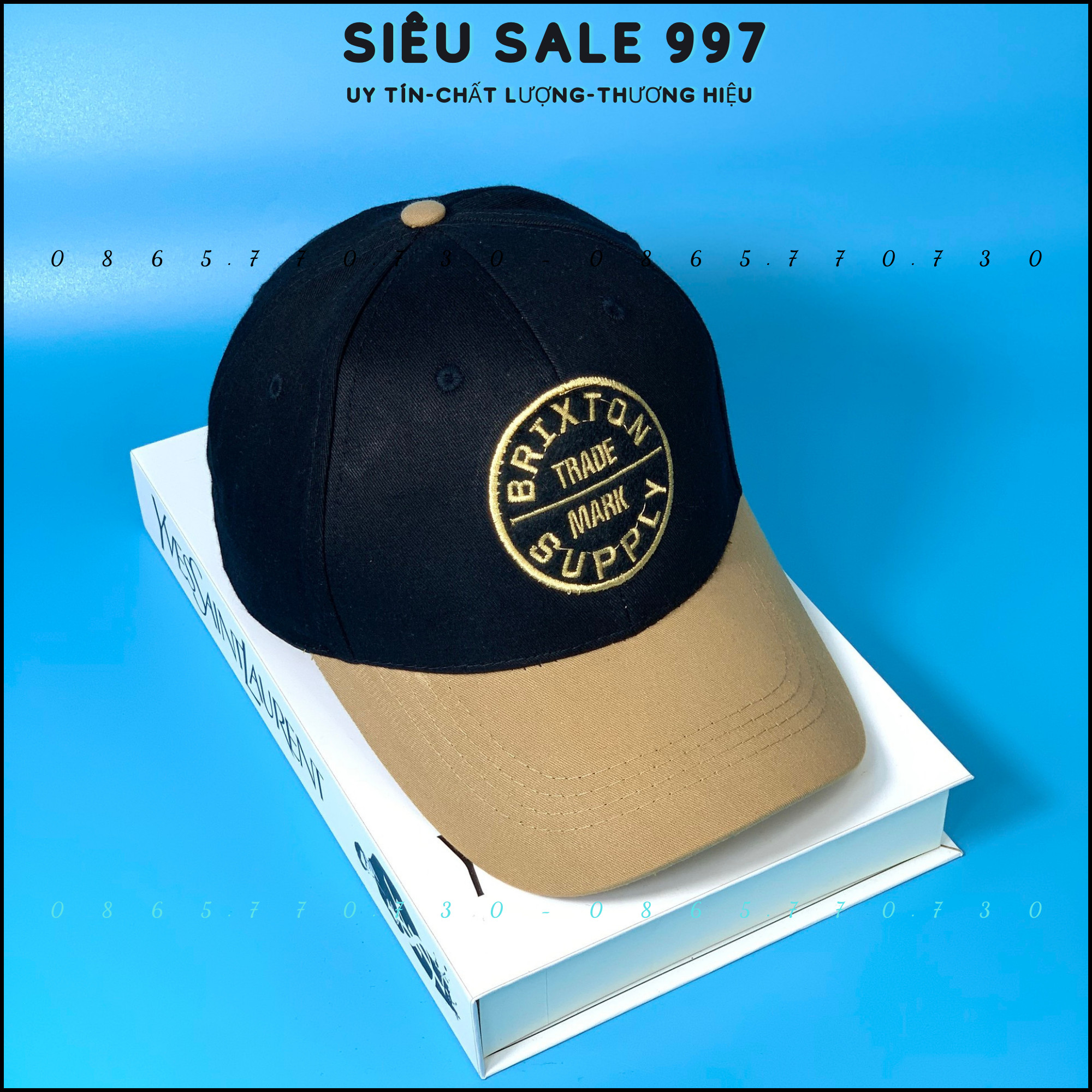 MŨ LƯỠI TRAI HỌA TIẾT ĐEN NÂU 2 MÀU CAO CẤP, LOGO TRÒN HÀNG ĐẸP NHƯ HÌNH