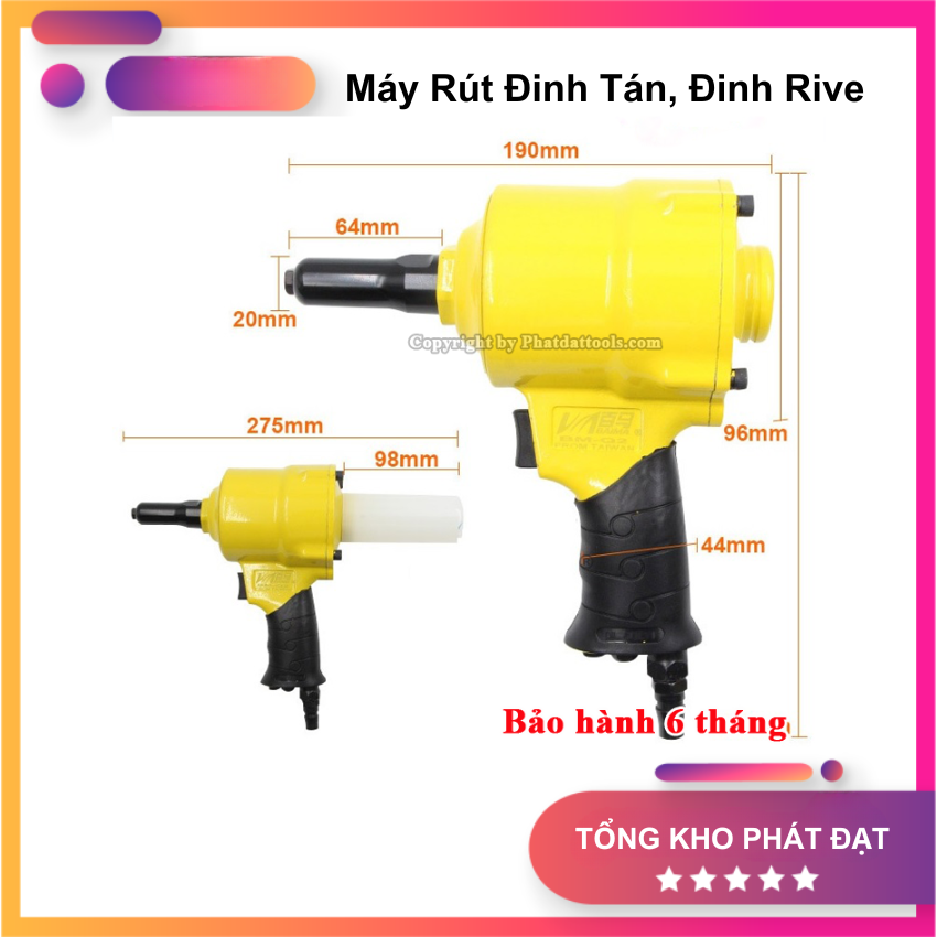 Máy rút đinh tán, đinh rive dùng hơi - đầu rút đinh dùng hơi top