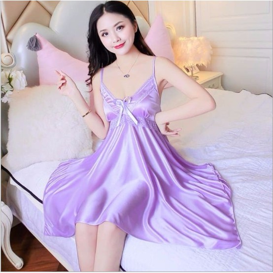 Váy ngủ lụa satin cao cấp ifunsy – freeship – đầm ngủ đồ ngủ sexy