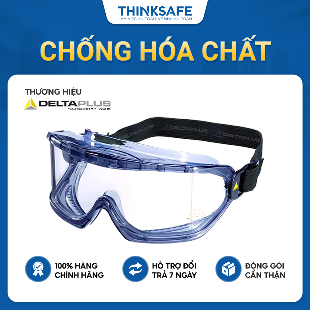 Kính bảo hộ Deltaplus Galeras chống hóa chất, chống nước, đeo được cùng kính cận Kính bảo vệ mắt - Thinksafe