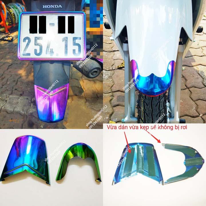 Ốp bảo vệ dè trước sau xe máy Wave 7 màu Titan Inox giá 1 bộ