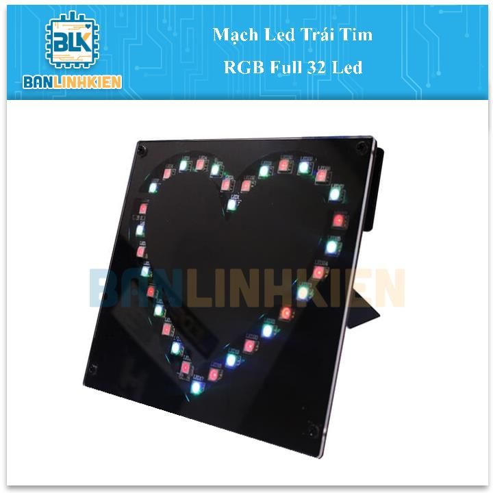 Mạch led trái tim rgb full 32 led