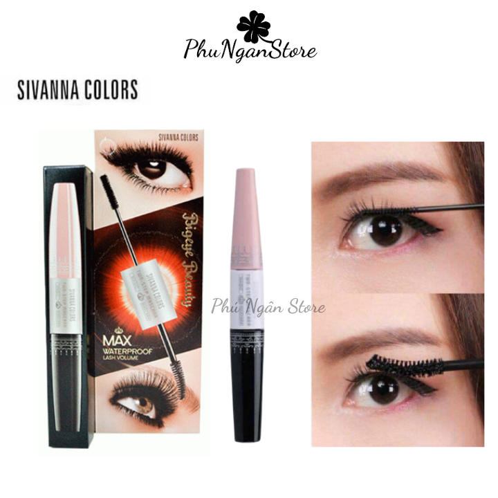 (Chuẩn Thái)Mascara Sivanna Colors 6x Two Step Max Waterproof Thái Lan chuốt mi 2 đầu siêu đỉnh