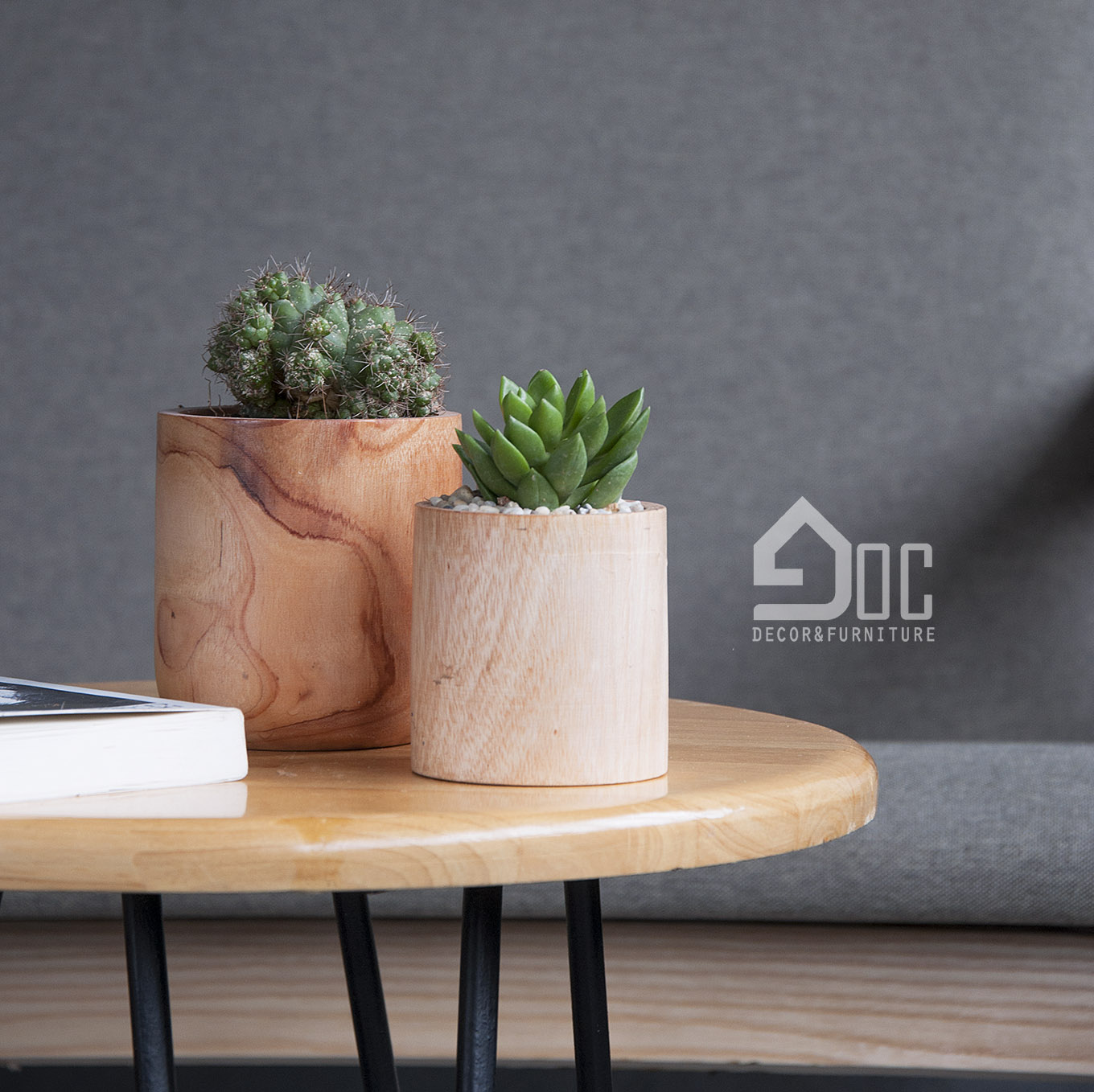 Chậu cây gỗ trồng cây để bàn, quà tặng góc decor