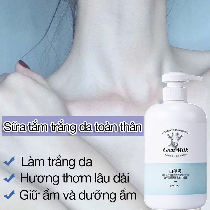 Sữa tắm trắng da Tẩy tế bào chết làm trắng nhanh Sữa tắm Dê Care 500ml dưỡng ẩm làm đều màu da lưu hương lâu mềm mịn toàn thân