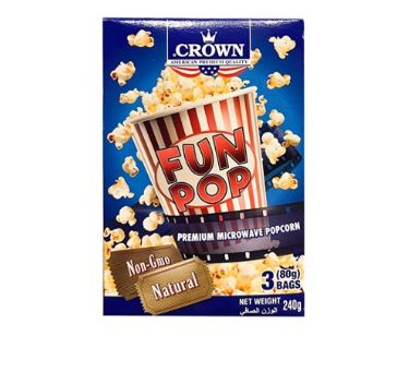 Bắp rang bơ Crown của Mỹ hộp 240g - vị tự nhiên - Crown popcorn natural flavour. date 04/2024
