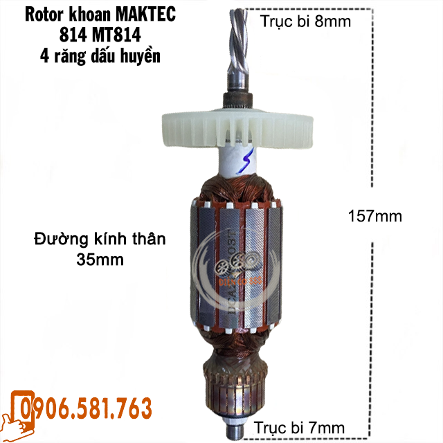 (Hàng DCA) Rotor khoan MAKTEC MT814 MT815, M8100B dây đồng 220V - Tặng chổi than