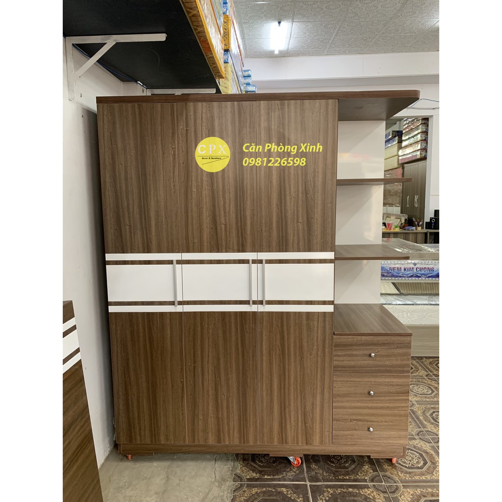 Tủ áo 3 cánh có kệ hộc gỗ mdf cpx-t12