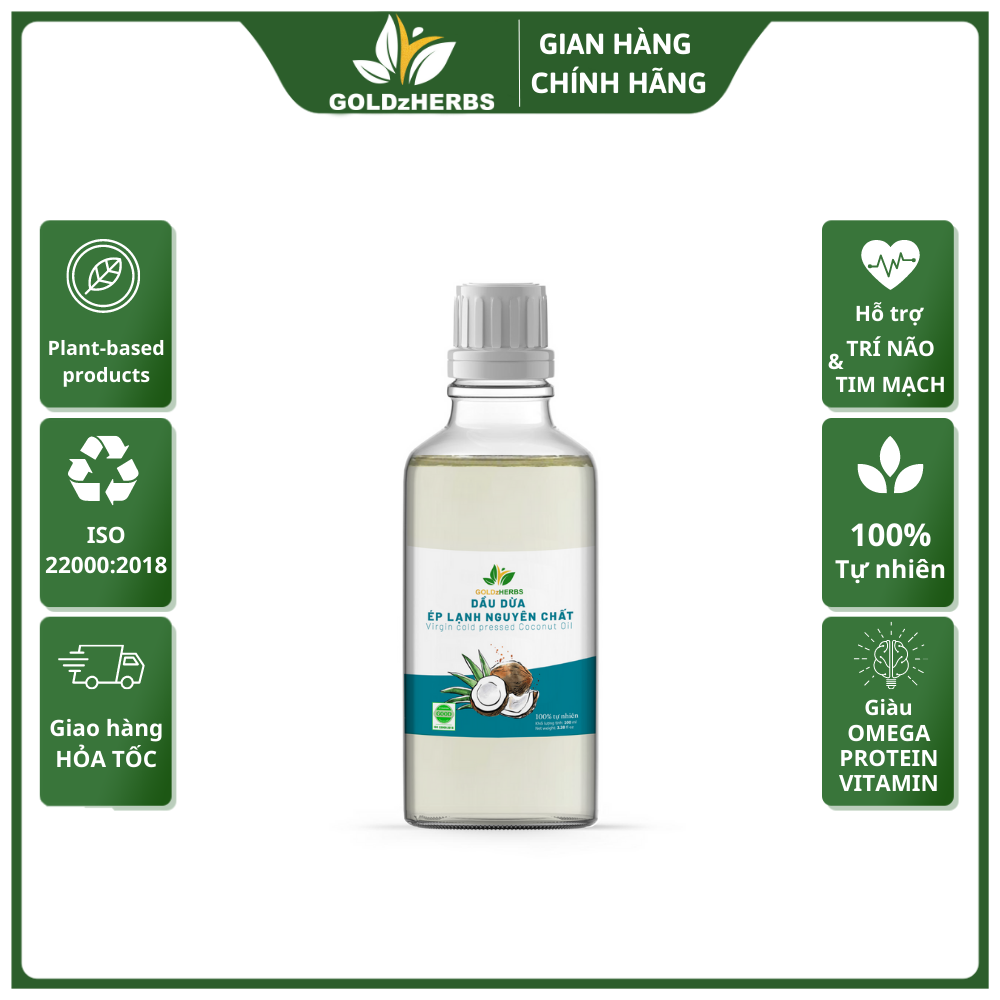 Dầu dừa ép lạnh nguyên chất GoldzHerbs 50ml
