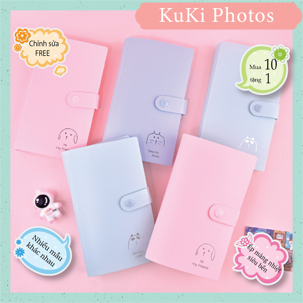 Sổ đựng lomo, ảnh in mini card 240 card sắc màu cúc bấm