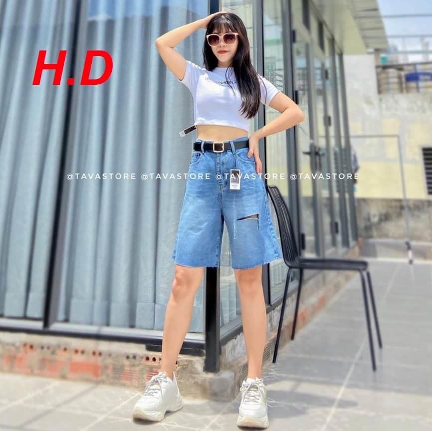 Mạnh dũng store 1 sét áo croptop trắng + quần bò ngố tt12