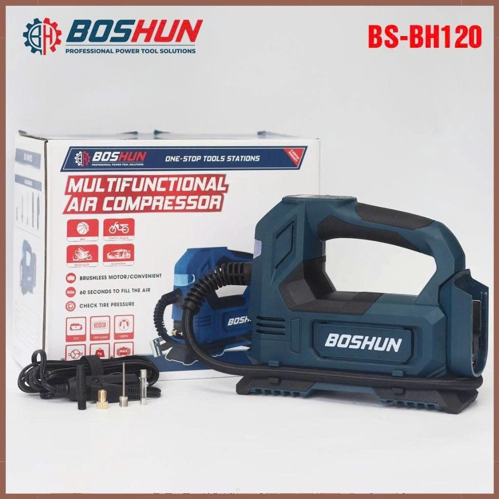 Boshun Bs-Bh120 Battery-Powered Air Pump, 120W, Weight 940 Grams, Maximum Pressure 120 Psi, Led Display Giá 1,199,000 Đồng*Miễn phí vận chuyển