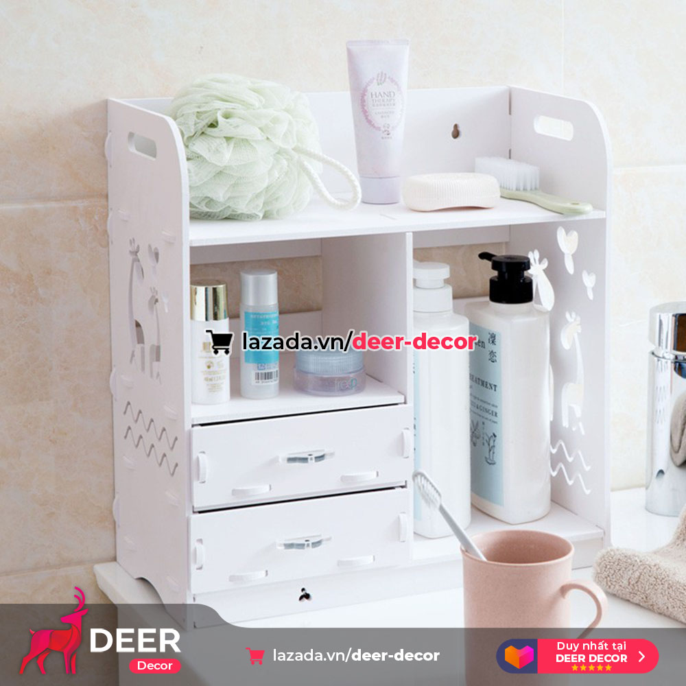 Tủ Để Sách, Đồ Trang Điểm Mỹ Phẩm Hộp Lưu Trữ Giá Kệ Bàn Máy Tính - DEER DECOR