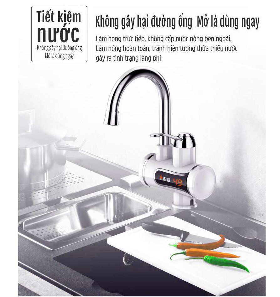 Vòi nóng lạnh trực tiếp cao cấp, Vòi nước nóng dạng đứng - ngang, Máy nước nóng trực tiếp tại vòi, Mẫu mới, Bảo hành uy tín 10 tháng các lỗi do nhà sản xuất