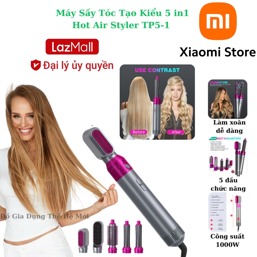 Top 1 Server Sale Xiaomi LazMall Máy Sấy Tạo Kiểu Tóc Đa Năng 5 IN 1 - Sấy Tóc, Lược Điện, Uốn Xoăn, Uốn Cụp, Dễ Dàng Sử Dụng Và Tạo Mọi Kiểu Tóc Ngay Tại Nhà - Được Phân Phối Bởi Xiaomi Máy Sấy Tạo Kiểu Tóc Styler Kết Hợp Uốn Duỗi