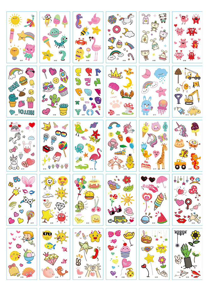 150 Hình Xăm Dán Tatoo Tha Thu Hoạt Hình Ngôi Sao Hoa Mây Động Vật Dễ Thương