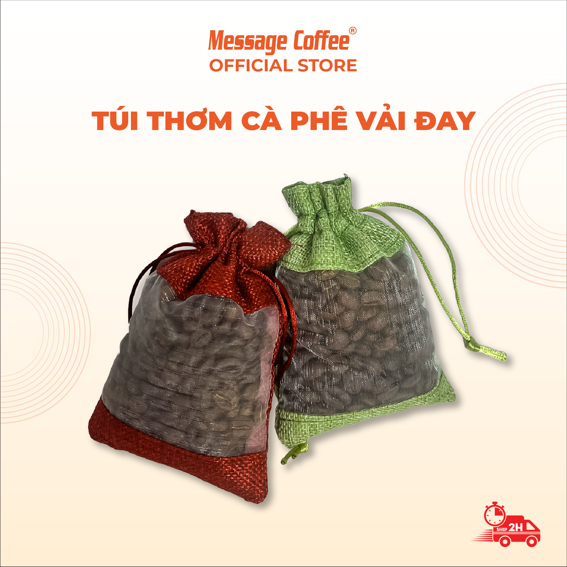 Túi thơm cà phê hương tự nhiên vải đay chắc chắn khối lượng 50gram cafe từ Message Coffee