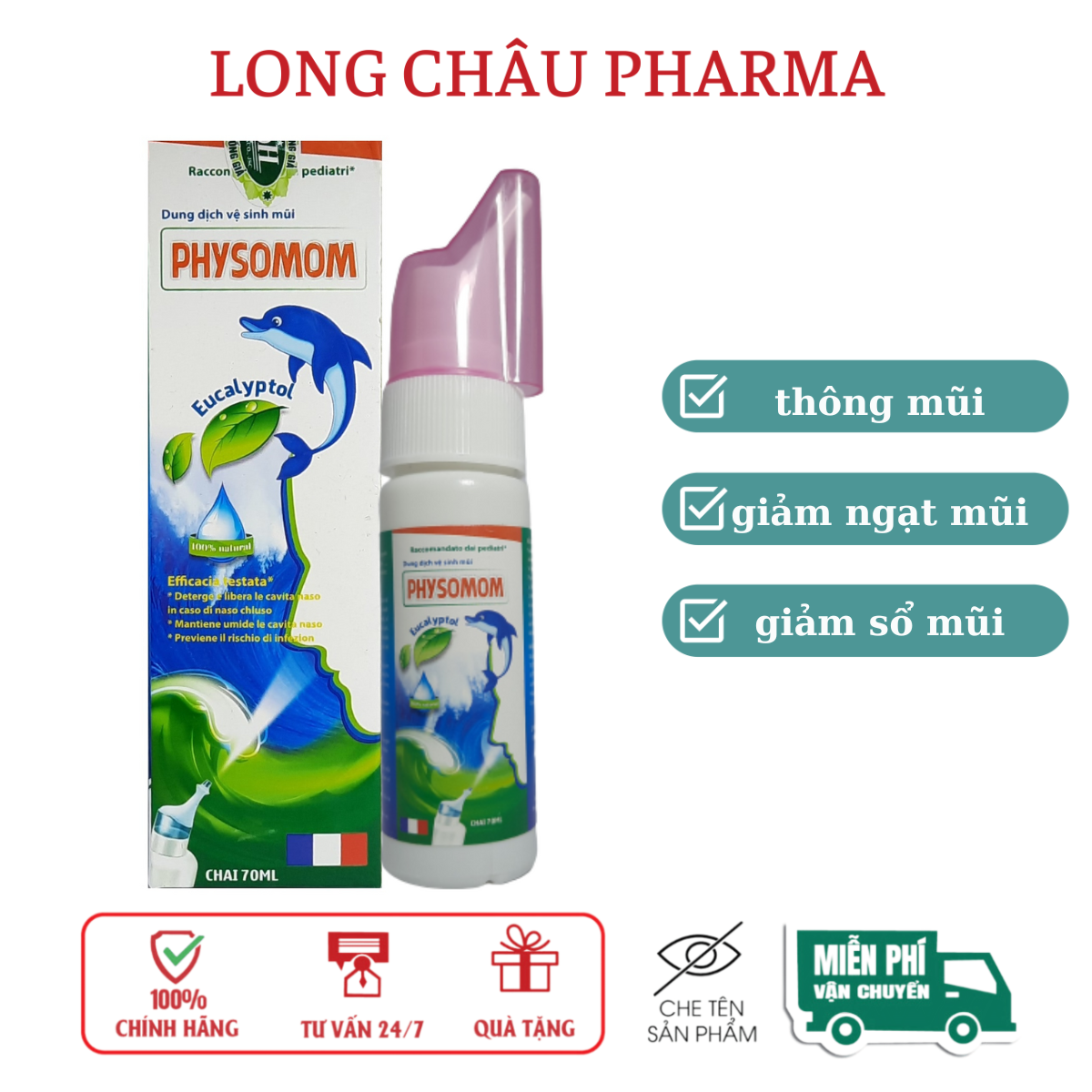 Dung dịch vệ sinh mũi người lớn trẻ em physomom 70 ml
