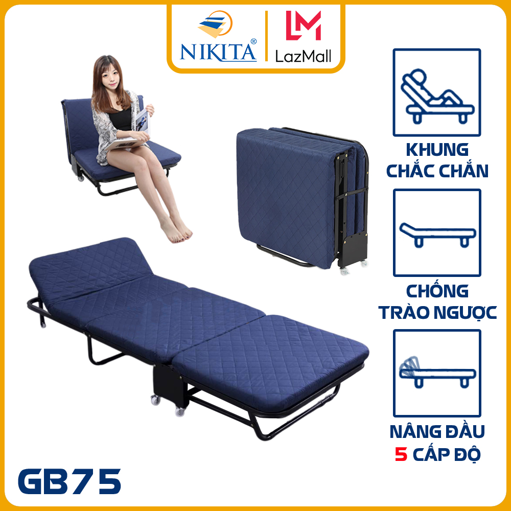 Giường ngủ chính hãng, Giường ngủ trẻ em có nệm đa năng, gấp gọn,  khung thép tĩnh điện , bánh xe di chuyển 2021