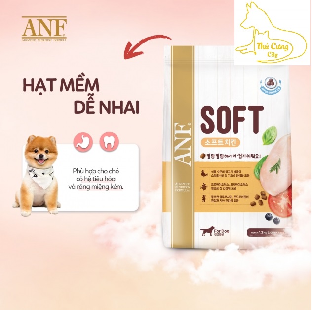hạt chó  Thức Ăn Hạt Mềm Chó ANF Soft 1.2kg - 300g Hàn Quốc - thức ăn cho