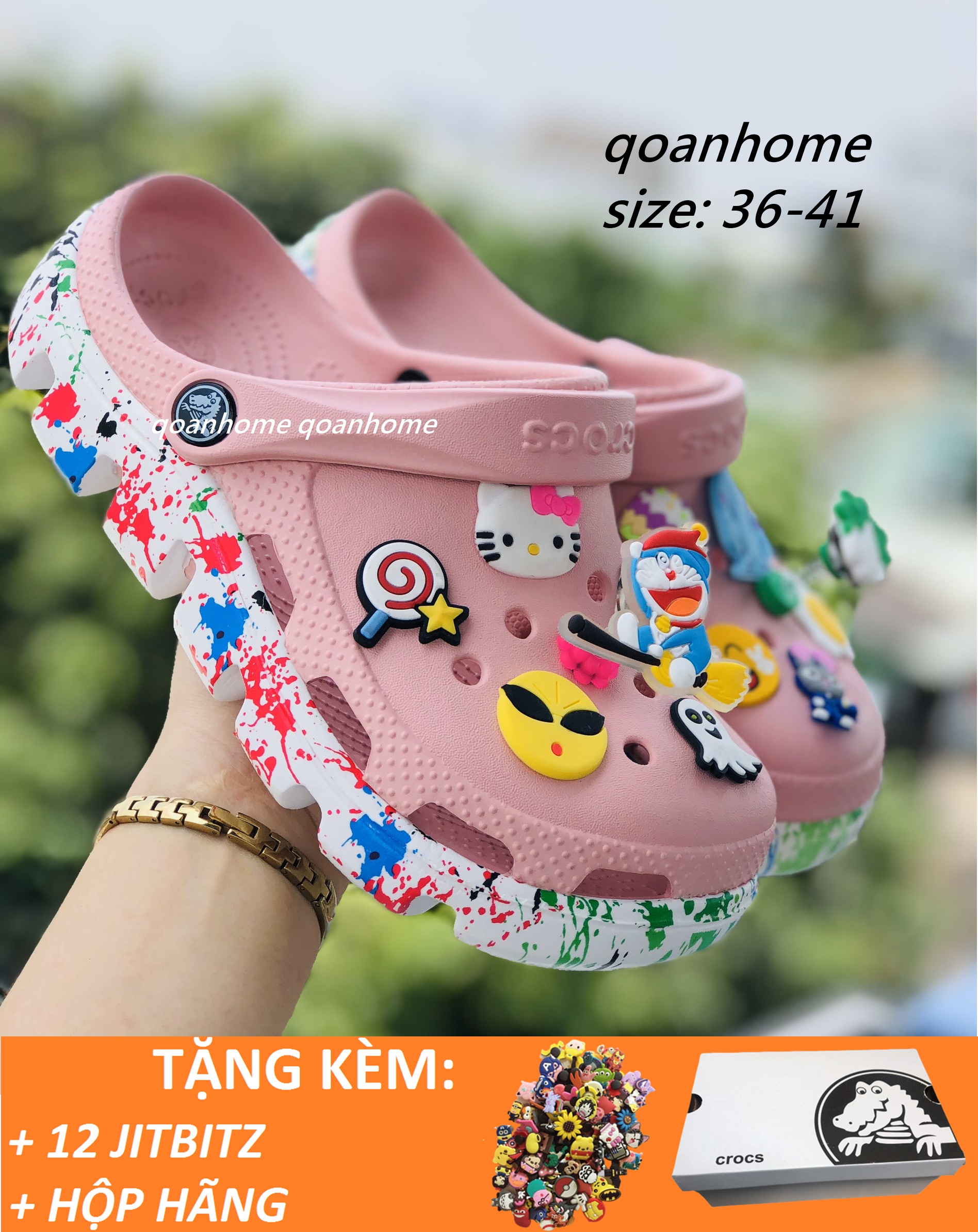 DÉP CÁ SẤU CROCS HỒNG ĐỂ VẨY SƠN- DÉP QUAI NGANG CROCS DUET SPORT -  DÉP CÁ SẤU - DÉP QUAI NGANG CÁ SẤU - DÉP SỤC- DÉP CROCS