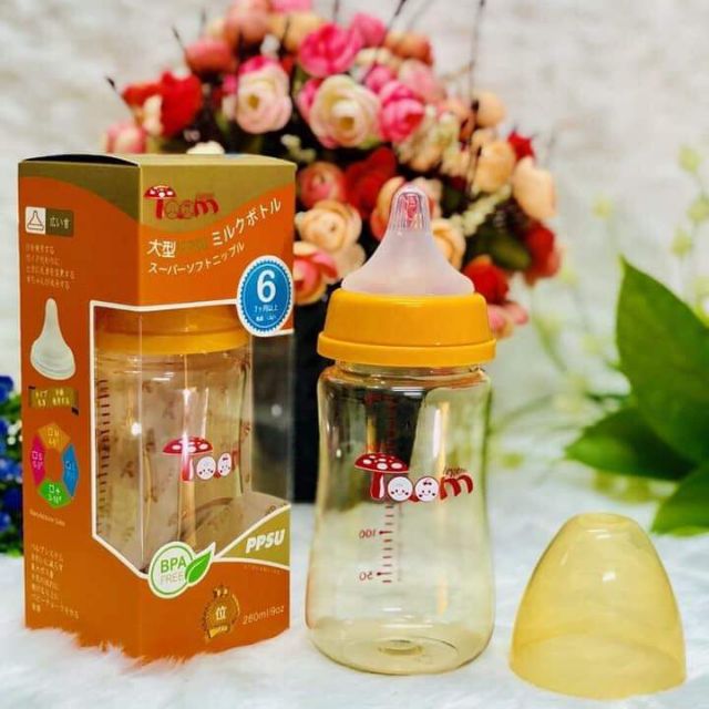 Combo 10 bình sữa toom ppsu cổ rộng 120ml - tặng 1 núm ty
